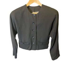 Norton McCaughton Black Long Sleeve Collarless Cropped Jacket SZ 8